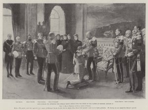 Le roi Édouard VII investissant le prince héritier allemand de l